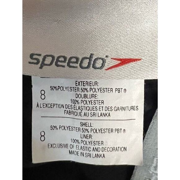 Speedo High Neck Piped One Piece Swimsuit Women’s Sz 8 Black & Blue - Picture 6 of 8